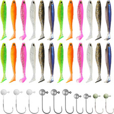 34 Pezzi Esche Artificiali Spinning - Kit Da Pesca Con 24 Esche (6 Colori), 10 G