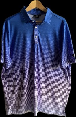 SUNDAY SWAGGER Golf Shirt Mens XL Blue Ombre Gradient Geometric Polo