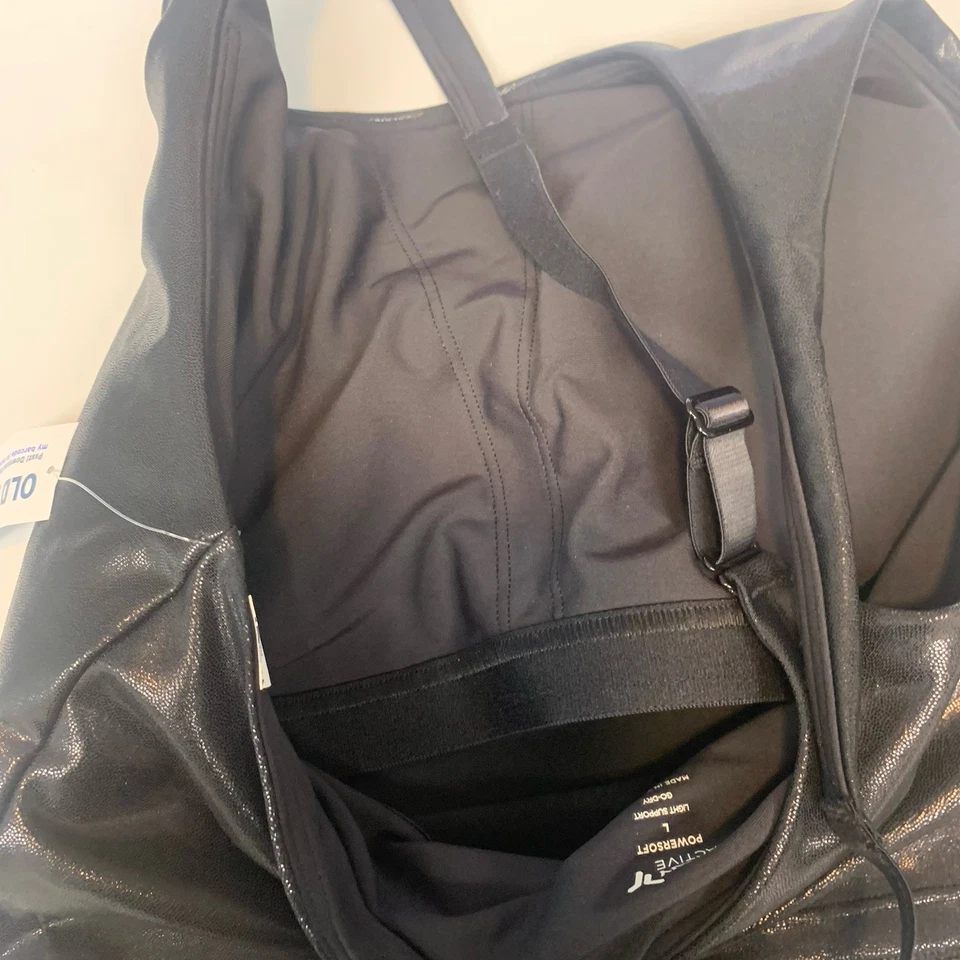 Sujetador corto Old Navy Active para mujer grande Powersoft Light Supper incorporado negro Foto 3 de 4