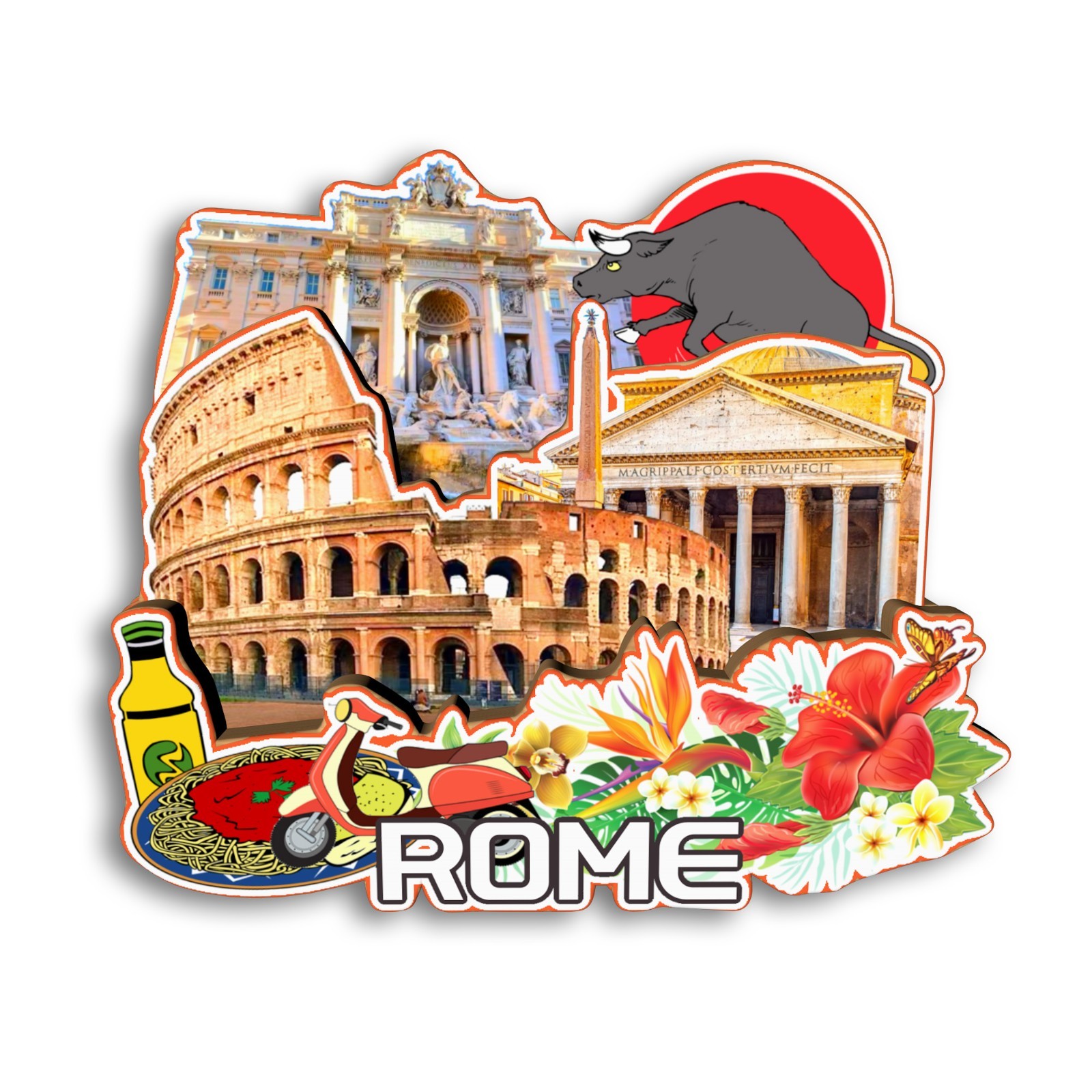 Rome Italy Refrigerator magnet 3D travel souvenirs wood craft gifts