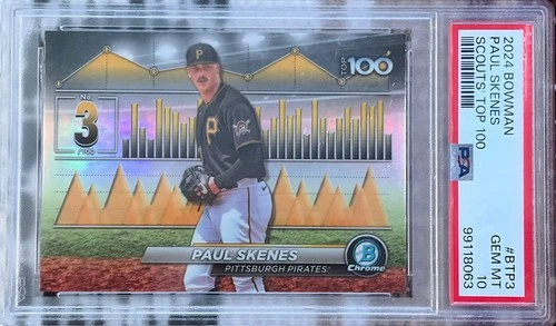PSA 10(GEM MT)! 2024 Bowman Chrome Scouts Top 100 PAUL SKENES RC #BTP3