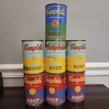 CAMPBELL'S ANDY WARHOL POP ART 50TH ANNIVERSARY TOMATO SOUP CAN Lot SET of 7