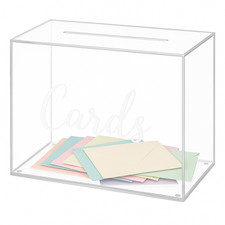 Clear Acrylic Wedding Card Box w/Sliding Panel Transparent Lucite Gift Holder