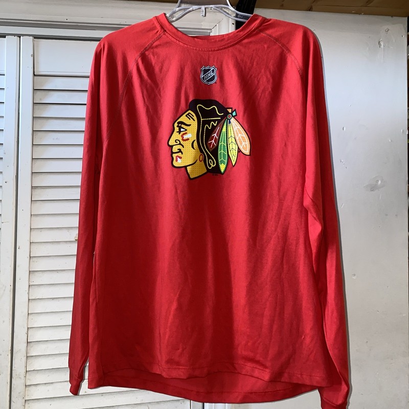 Chicago Blackhawks Men's Adidas Climalite Long Sleeve Red Shirt S