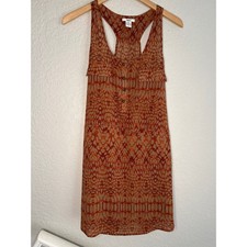 Bar III Copper Orange Racerback Mini Dress Summer Fall Boho Indie Beach Coverup