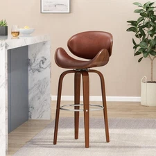 Vinsetto 30" Mid-Century Modern Swivel Barstool, Brown