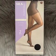 Silk Impressions Sheer Shimmer Tights Womens Size Small Black High Waisted