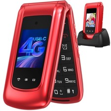 4G Seniorenhandy Dual SIM Flip Mobiltelefon mit Ladestation SOS Notruf Kur