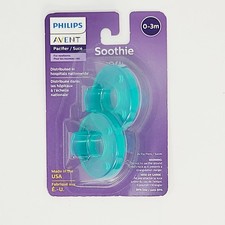 PHILIPS AVENT Soothie Pacifier 0-3 Months Teal Green 2 Pack NEW Sealed BPA Free