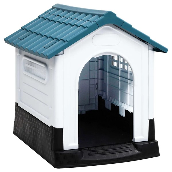 HundehüTte Polypropylen 57X68X66 Cm Wetterfest Blau FüR Kleine Hunde-image