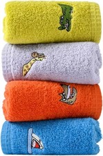 100 Cotton Kids Facial Towels, Fingertip Towels for Bathroom Towel Set Animal E