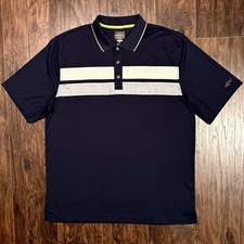 Greg Norman for Tasso Elba 2 Stripe Polo Shirt Navy Green Play Dry Men  s Size XL