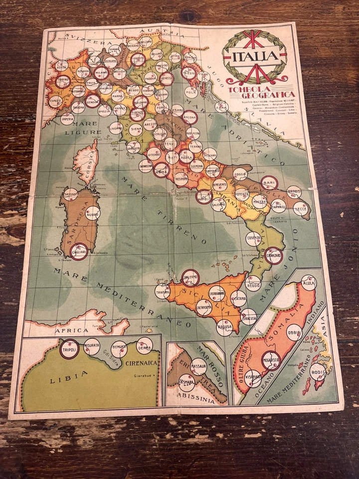 Tombola -Geografica-Italia anni’20-Con tabellone-Cartelle e numeri/citta - Immagine 4 di 4