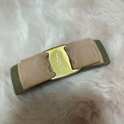 Salvatore Ferragamo BiColor Barrette Hair Clip Pink Brown Authentic Genuine