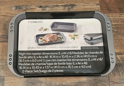 Ernesto Double Roaster High Rim 2 Piece Set Non Stick Oven Cooking Germany