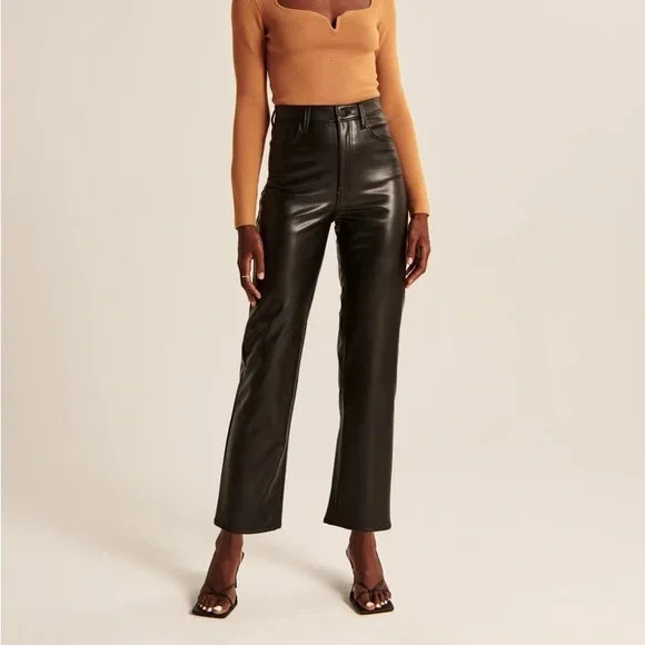 Abercrombie vegan leather ankle straight pants - U.S. women's size 4 / 27 short