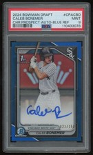CALEB BONEMER 2024 BOWMAN DRAFT CHROME BLUE REFRACTOR AUTO 023/150 PSA 9
