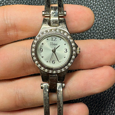 Vivani Women s Dress Quartz Analog Silver Dial Arabic Gem-Set Bezel Bracelet