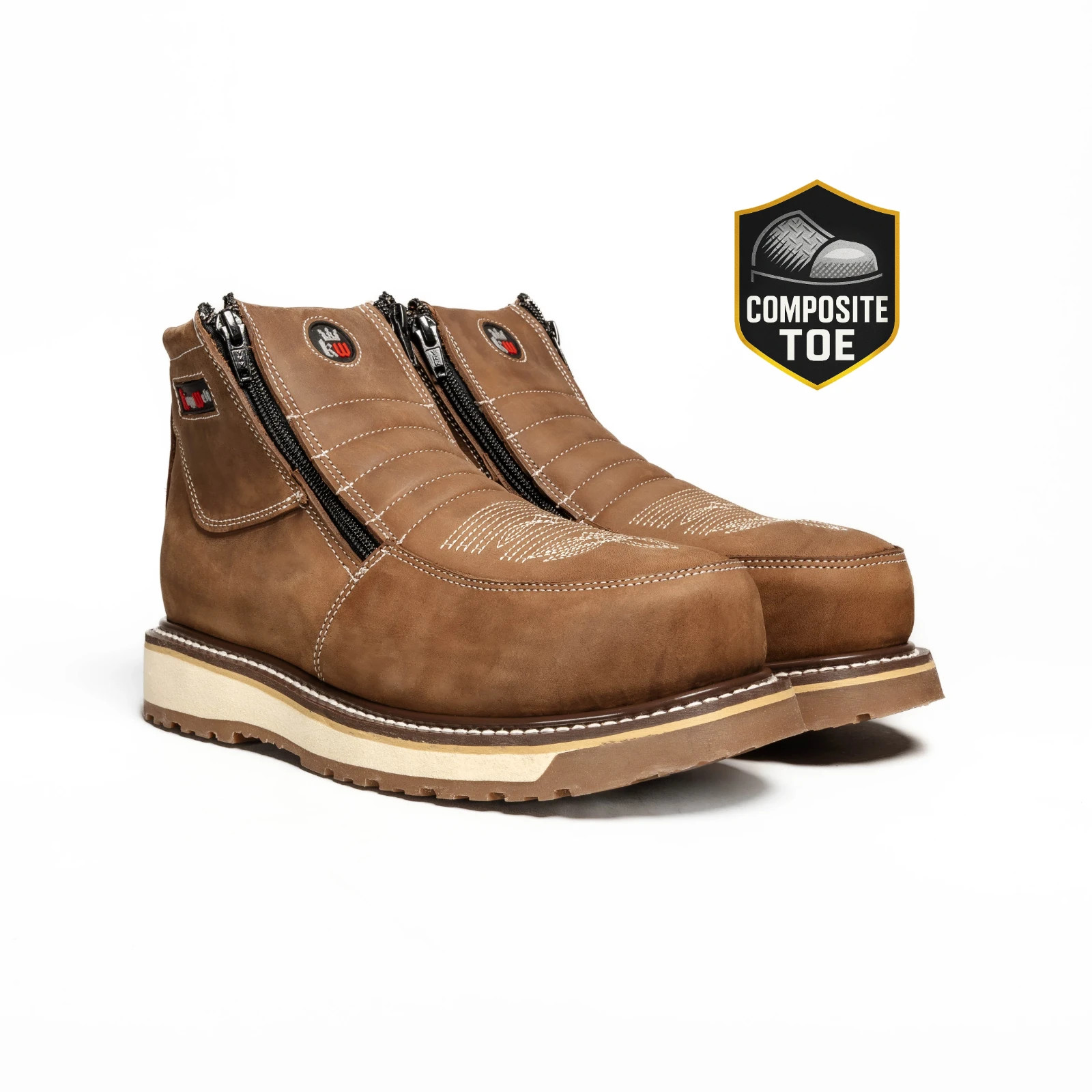 King Welt Western Flex Leather Double Density Zipper Work Bo