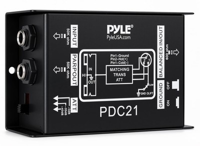 Premium Direct Injection Audio Box - Passive DI Unit Hum Eliminator Black