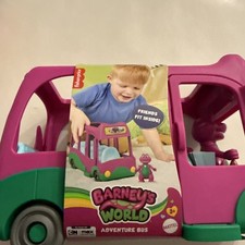 Fisher Price Barneys World Adventure Bus Push Along Toy and Barney Figure New