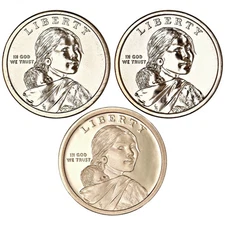 2021 P D S Native American Sacagawea Dollars P D BU & S Gem Proof 3 Coin Set
