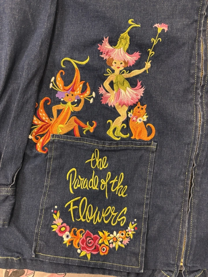 Chaqueta de Colección Bob Mackie Denim El Desfile de las Flores Talla 1X Años 70 Coleccionable Foto 3 de 4
