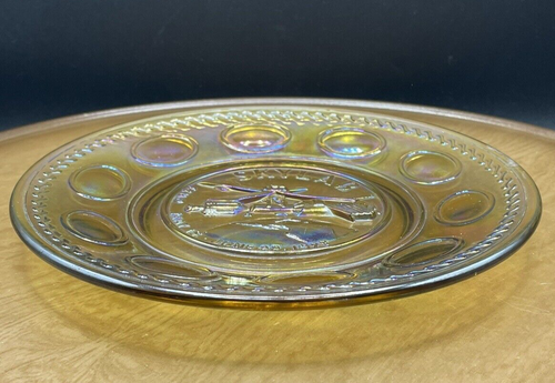 Wheaton Carnival Glass Plate Skylab I, March 15 ~ June 22, 1973, W73 Vintage - Picture 6 of 12