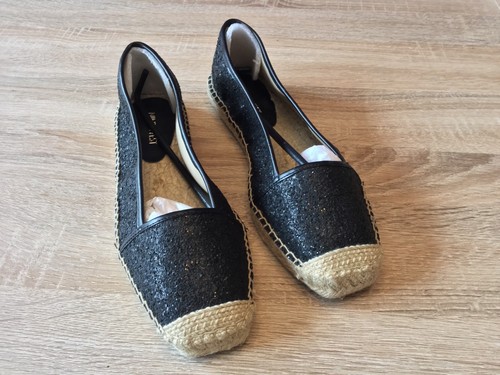 Alpargatas para mujer Nine West Big Apple 3 negras. Efecto brillo, talla 6 del Reino Unido. - Imagen 7 de 11