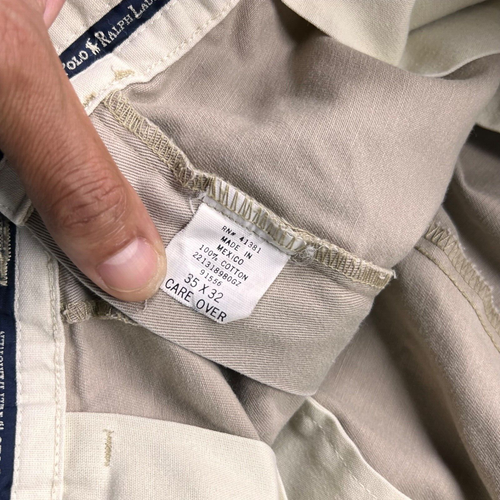 Pantalones chinos Polo Ralph Lauren para hombre talla 35/32 beige plisado tostado caqui algodón - Imagen 9 de 9