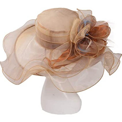 Women Oganza Sun Hat Ladies Party Derby Wedding Formal Church Fedoras Hats 2022 - Picture 4 of 4