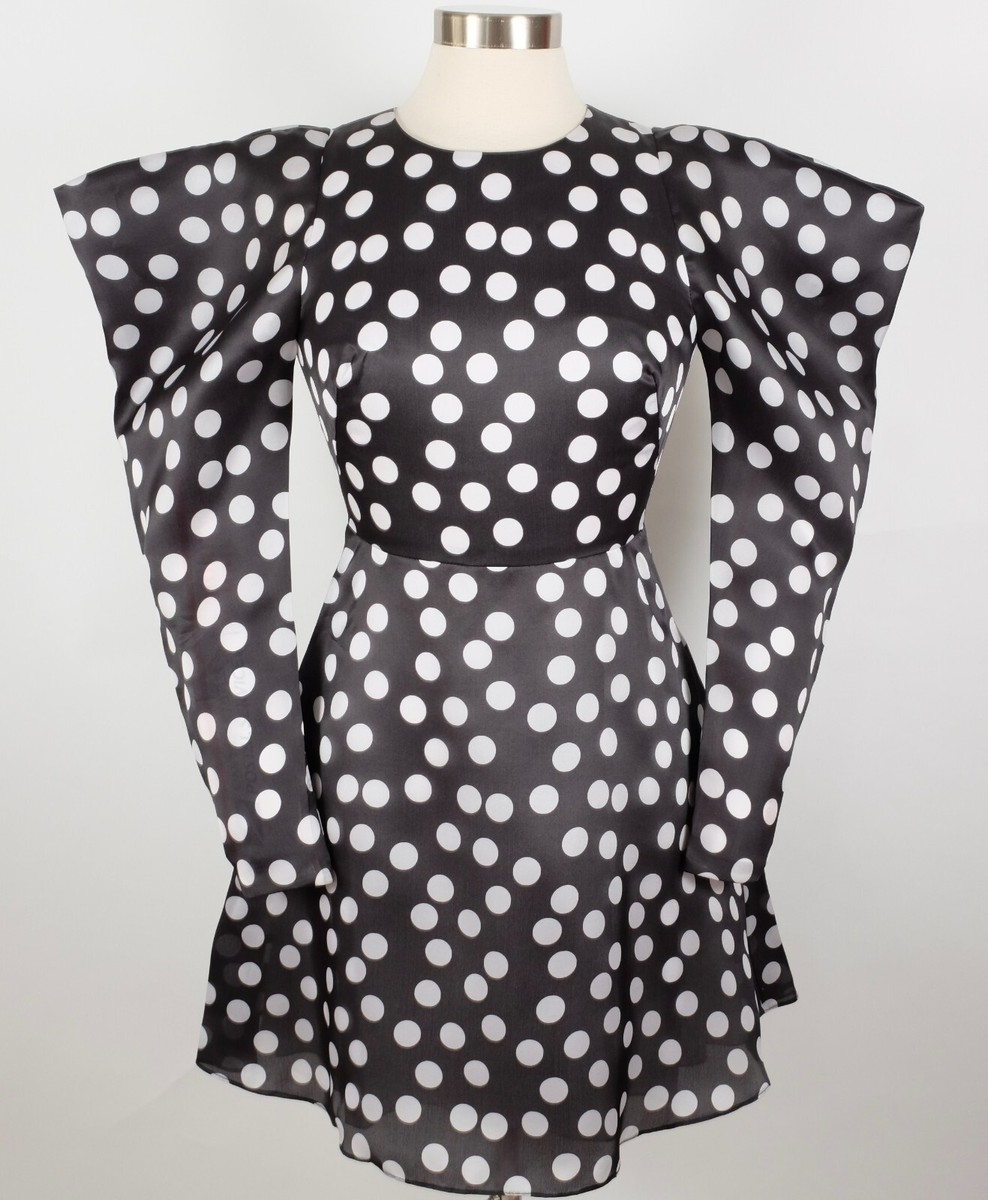 Carolina Herrera dress sz Polka Dot Puff Sleeve Mini silk