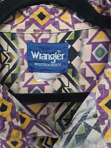 Camicia Wrangler Western Vintage Pearl Snaps Taglia Media Design Azteco - Foto 2 di 6