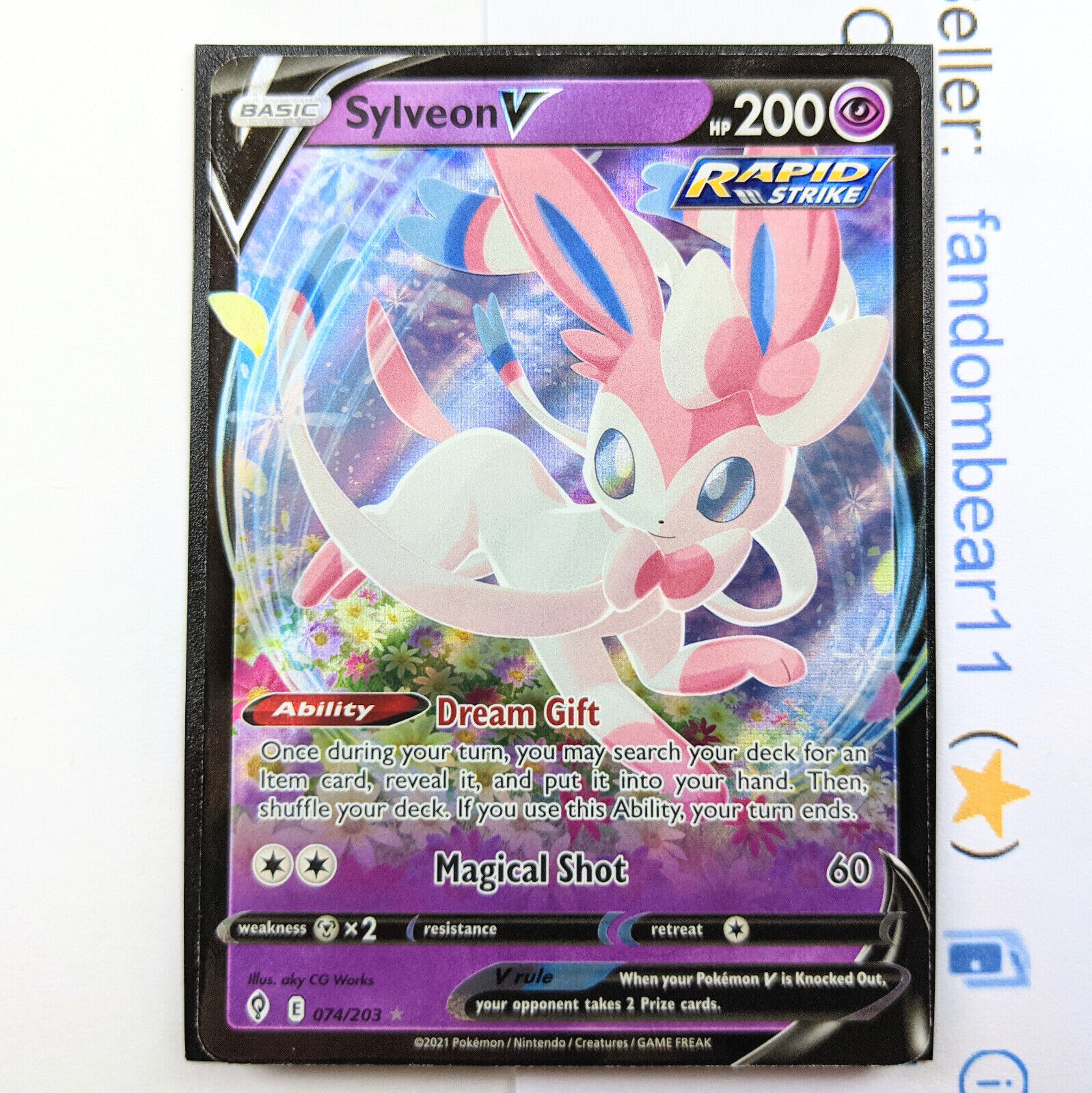 Sylveon V FULL ART ULTRA RARE card 74/203 SWSH Evolving Skies 2021 Pokemon