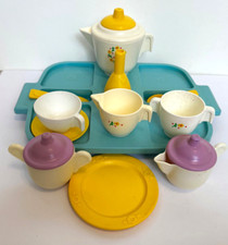 VTG FISHER PRICE Kitchen FUN PLAY 681 Dinner Teapot TEA Tray Cream Sugar VASE