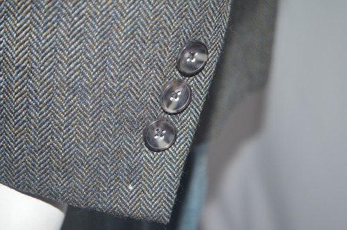 HART SCHAFFNER MARX 100% Wool Herringbone Tweed Olive Blazer Sport Coat Sz 44R - Picture 3 of 6