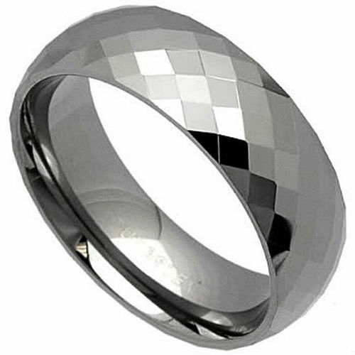 Tungsten Carbide Diamond Faceted RING BAND, in Multiple Sizes and Colors - Picture 7 of 8