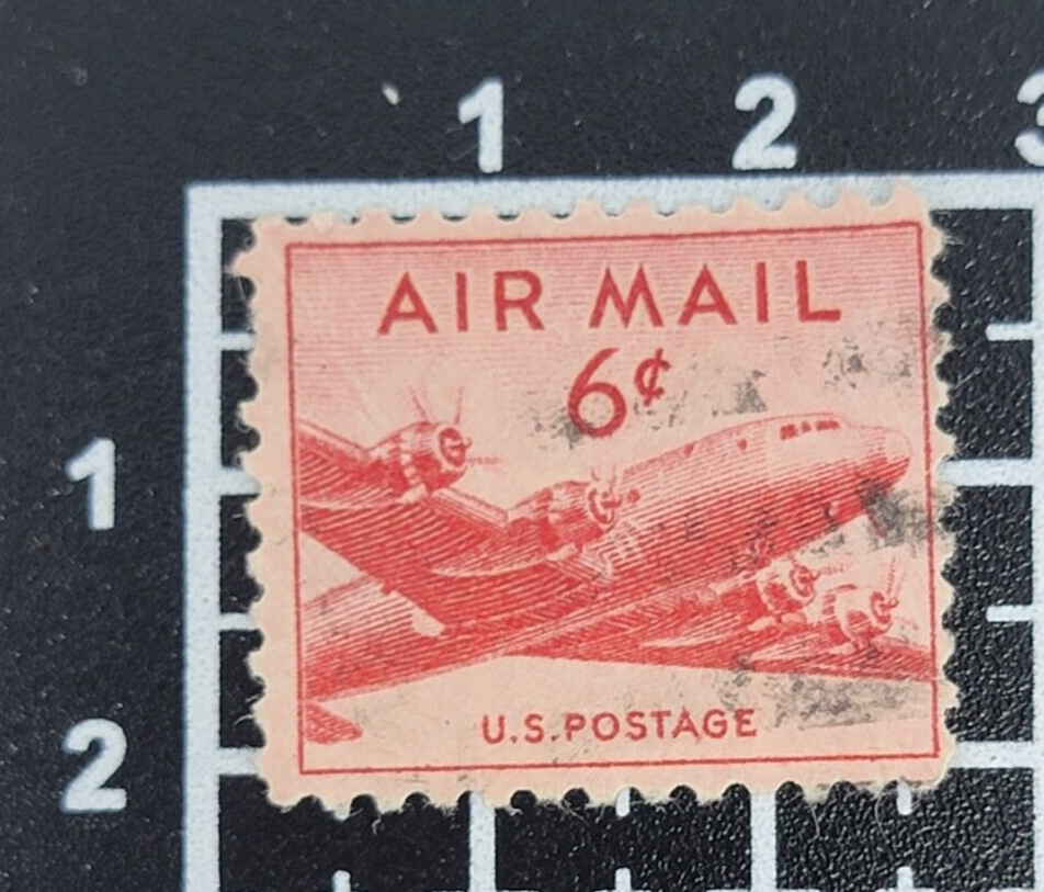 United States Postage ~ AIR MAIL ~ Red 6₵ Cent Stamp ~ Cancelled