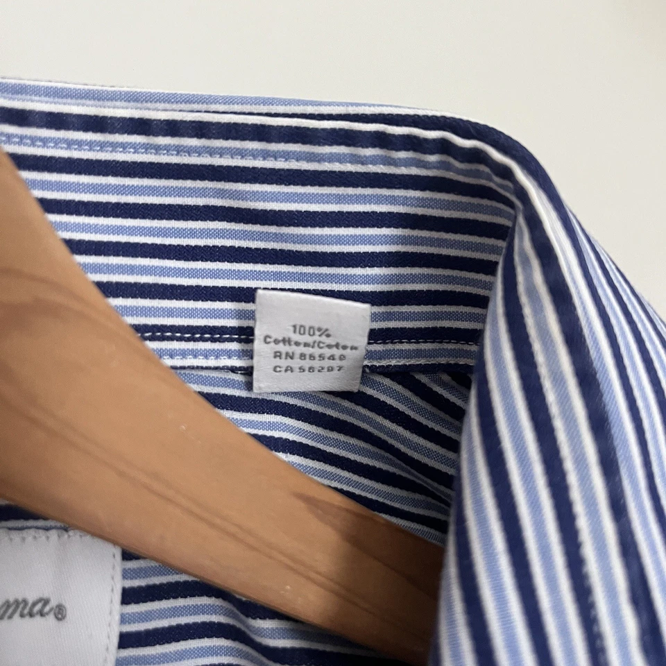 Tommy Bahama Button Up Dress Shirt Men's Size 16 32/33 Blue Long Sleeve Striped - Image 4 of 4