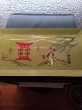 Mid Century Modern Wooden Lap Trays Asian Themed Haskelite Product With Fine...