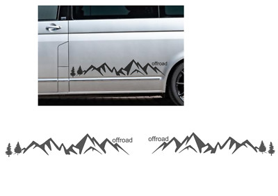 2 Stück Berg/ALM Auto Aufkleber mit Schriftzug Offroad, Gebirge Grafik (319/8)