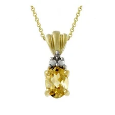 18k Gold over Silver Diamond Accented Citrine Pendant