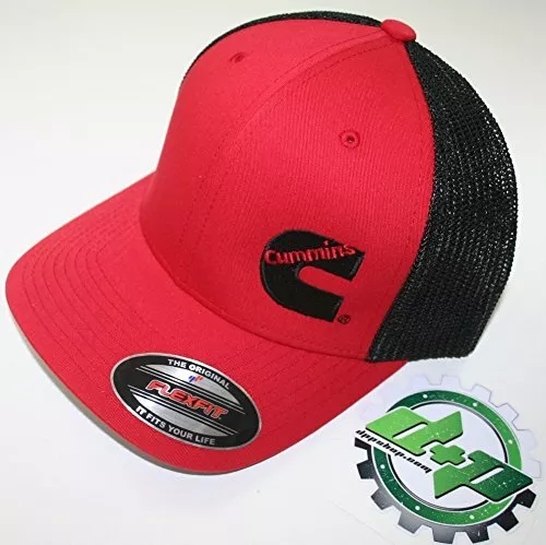 Cummins hat ball cap fitted flex fit flexfit stretch ram cummings red black  | eBay | 