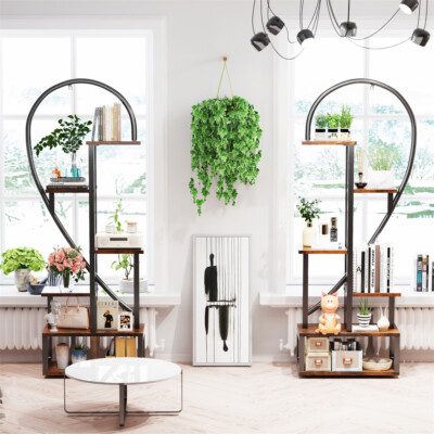 2pcs Half Moon Shaped Plant Stand 6 Tier premium Metal Plant Shelf Holder Indoor