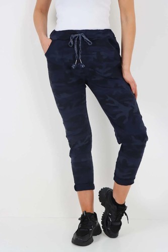 Ladies Italian Drawstring Camo Side Pockets Trousers Women Stretch Magic Joggers - Picture 11 of 49