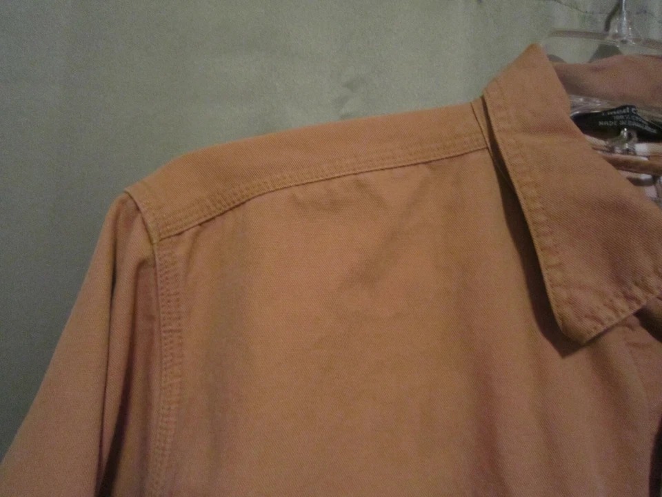 SZ L 16-16.5 HAGGAR LINED CANVAS SHIRT JACKET, GOLD MUSTARD COLOR, SNAP FRONT - Image 2 of 4