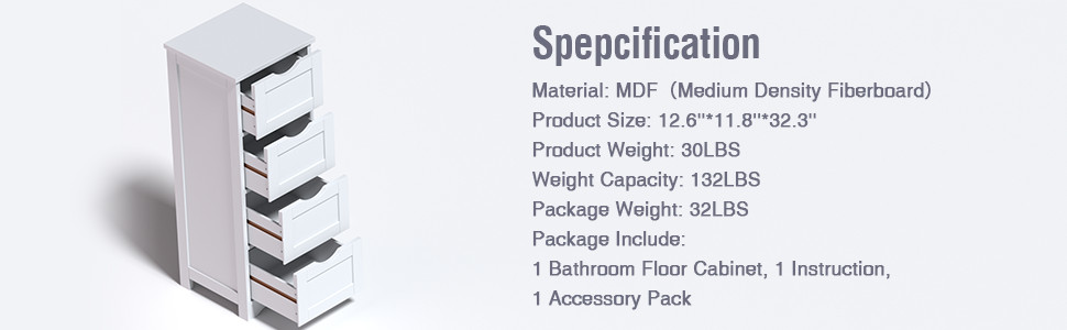 Freestanding Floor Cabinet Bathroom Storage Cabinet for Bedroom Living Room K4Y0