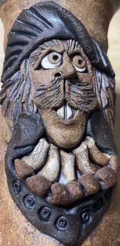 Vintage Mahon Made Stoneware Pottery Ugly Face Large Mug Mustache Man