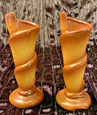 Pair of Spiral Pottery Bud Vases