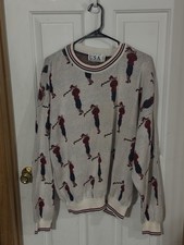 vintage golf knit sweater All Over Print Made In The USA Mens Size XL